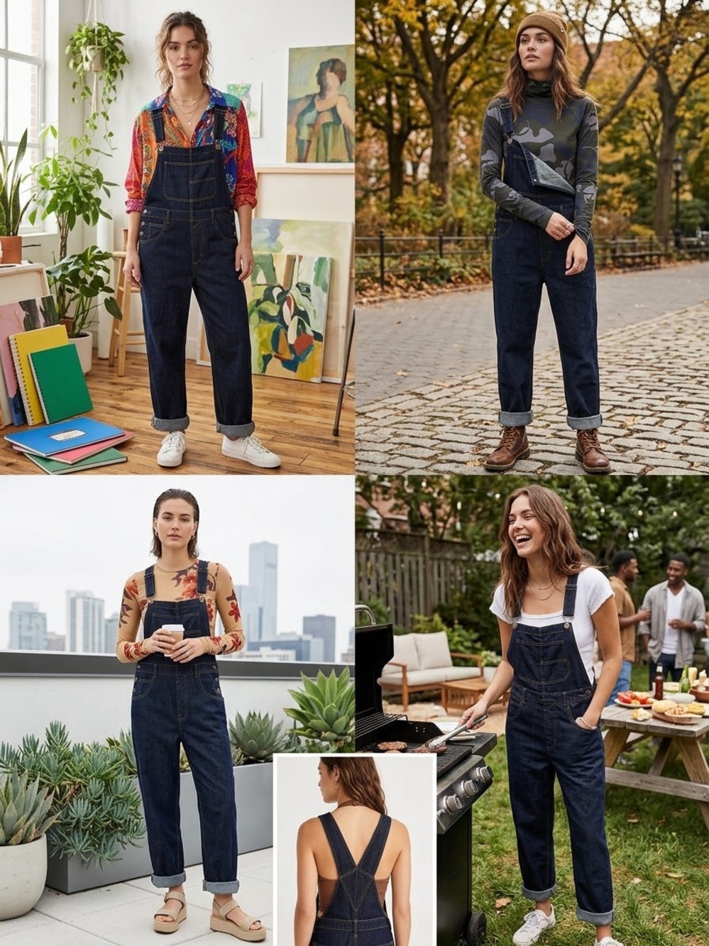 We The Free Dark Indigo Denim Overalls